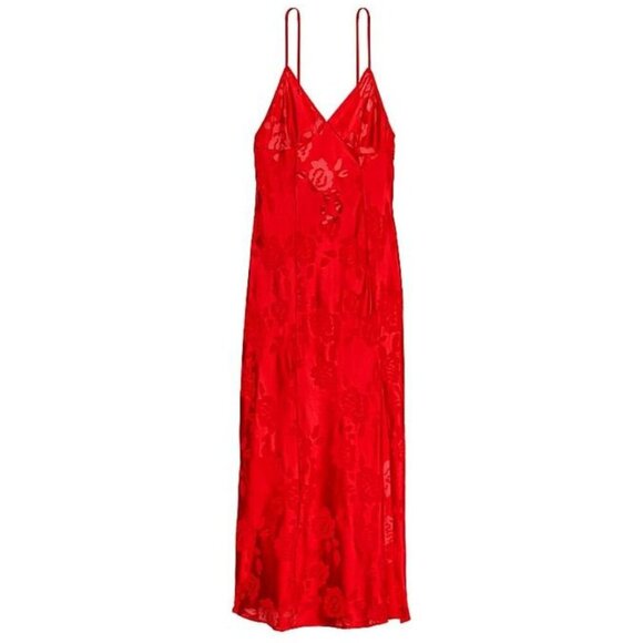 New! Victoria's Secret VS Archives Red Burnout Satin Slip Dress 20246